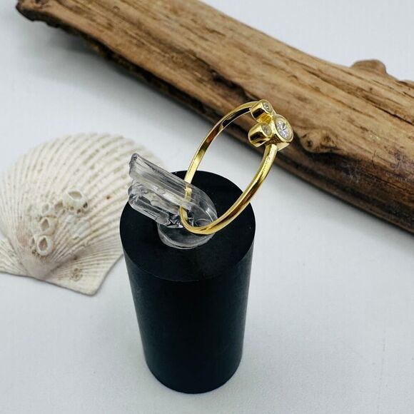 CZ Gold Plated Sterling Silver Micky Mouse Ring, Mouse Ring - Picture 4 of 5